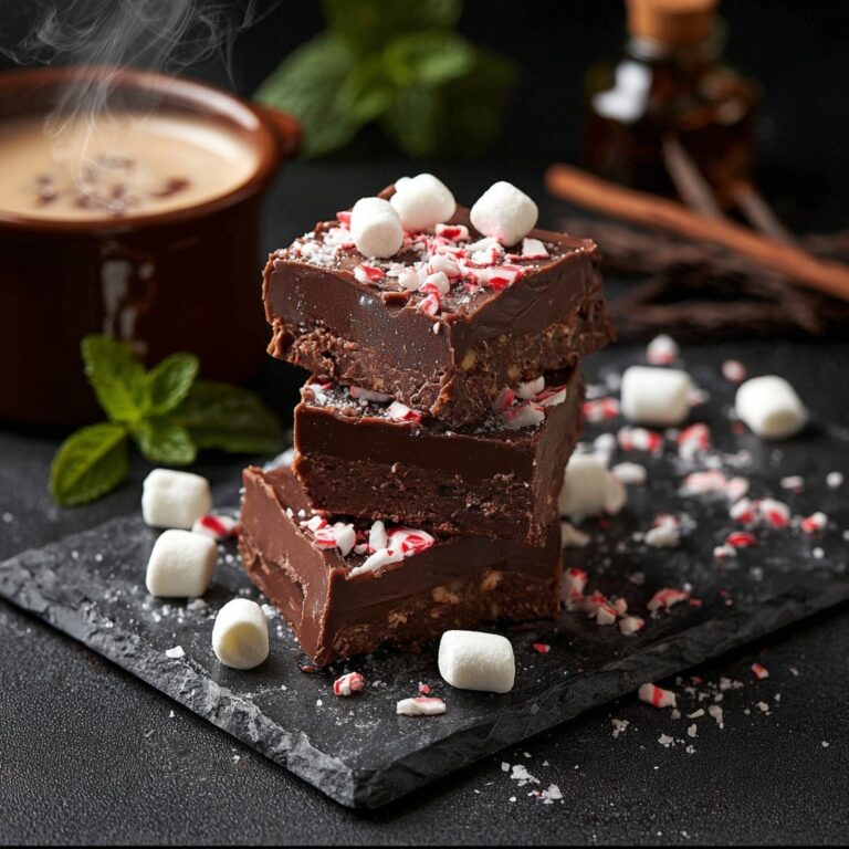 Festive Peppermint Chocolate Fudge with Marshmallows and Candy Canes Recipe