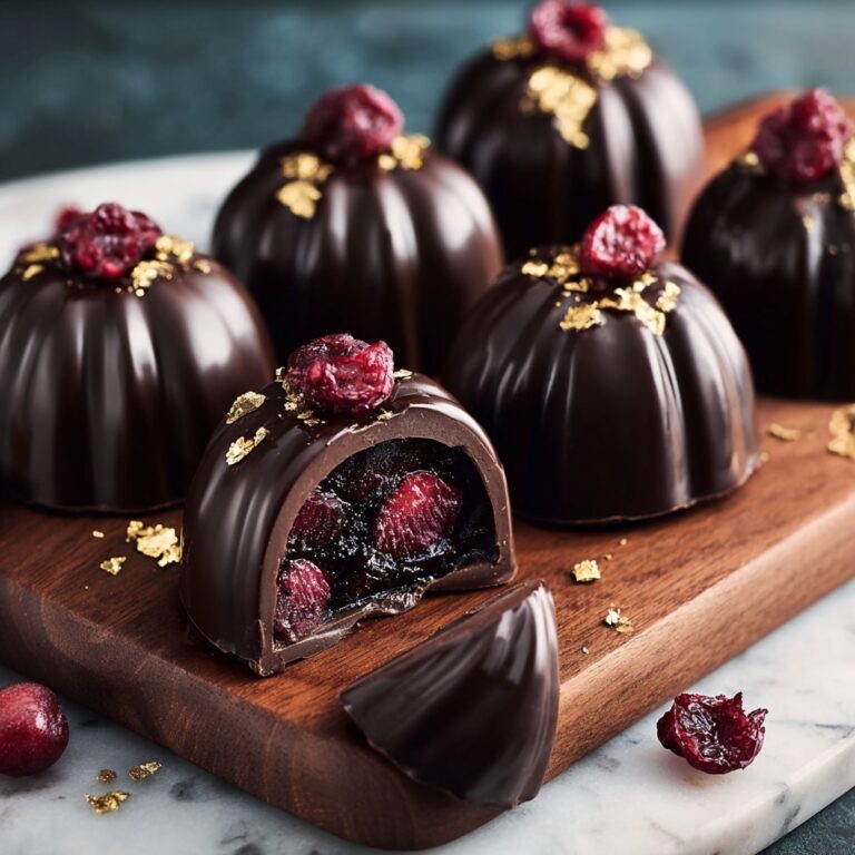 Cherry Chocolate Bonbons with Cherry Ganache and Gold Leaf Recipe