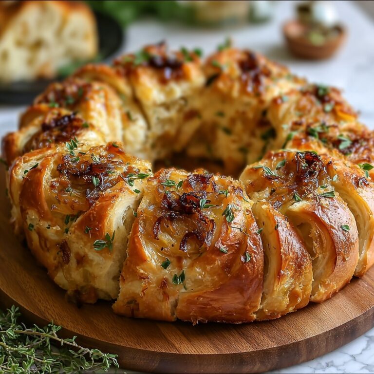 Caramelized Onion & Gruyère Stuffed Bread Wreath Recipe