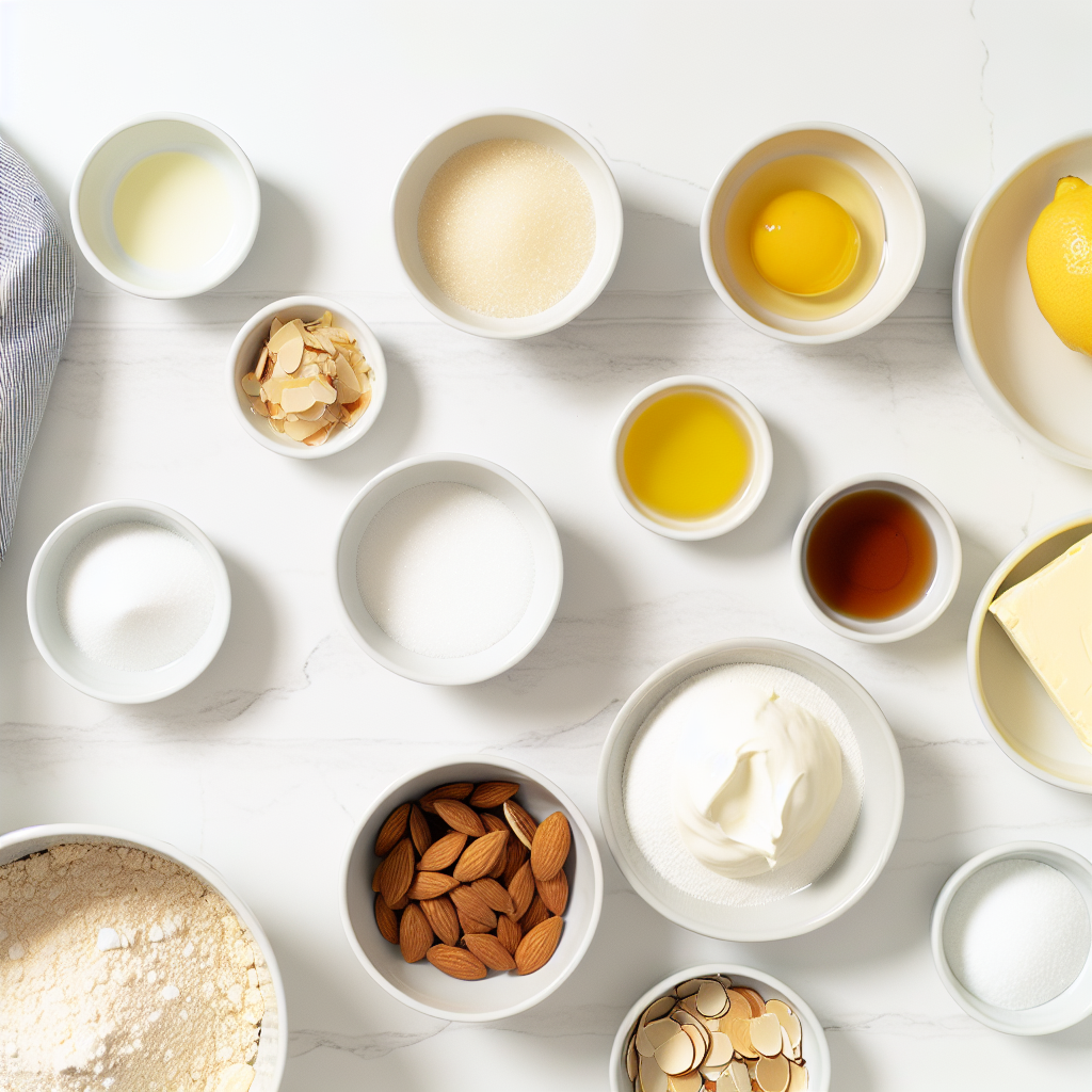 Lemon Almond Cake with Double Glazes and Toasted Almond Topping Recipe - Recipe Image