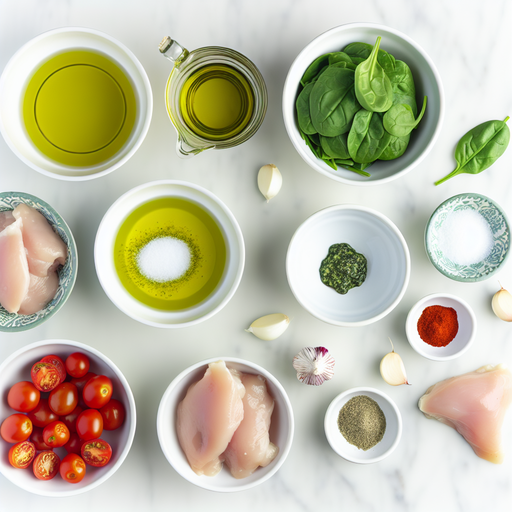 Creamy Pesto Chicken with Roasted Tomatoes & Spinach Recipe - Recipe Image
