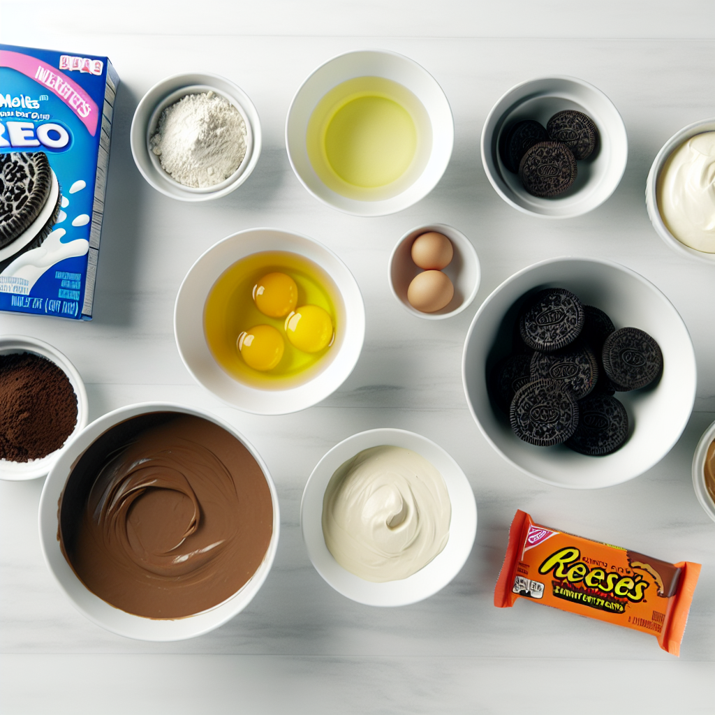 Peanut Butter Cup and OREO® Cookies Cake Recipe - Recipe Image