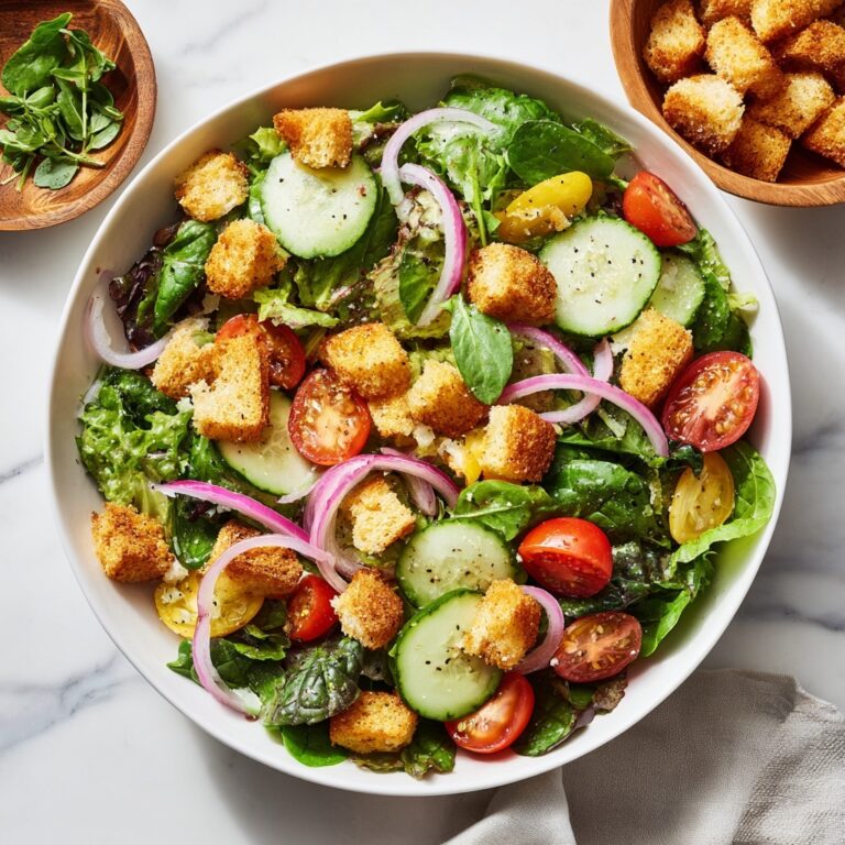 Fresh Mixed Green Salad with Tomatoes, Cucumber, and Red Onion Recipe