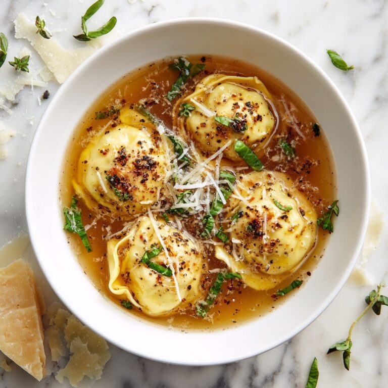 Creamy Three Cheese Tortellini Soup with Mushrooms and Vegetables Recipe