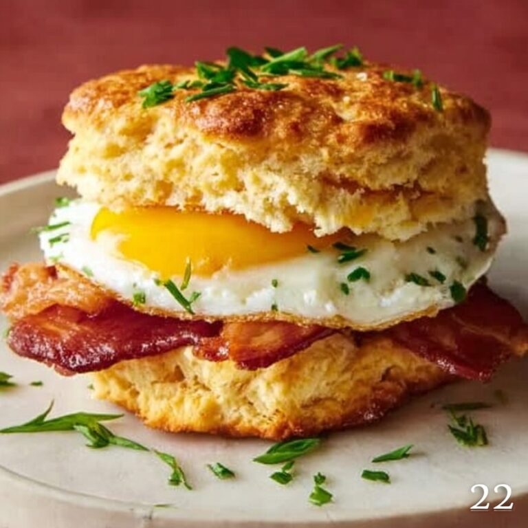 Cloud Bread Breakfast Sandwich with Cheddar, Eggs, and Turkey Bacon Recipe