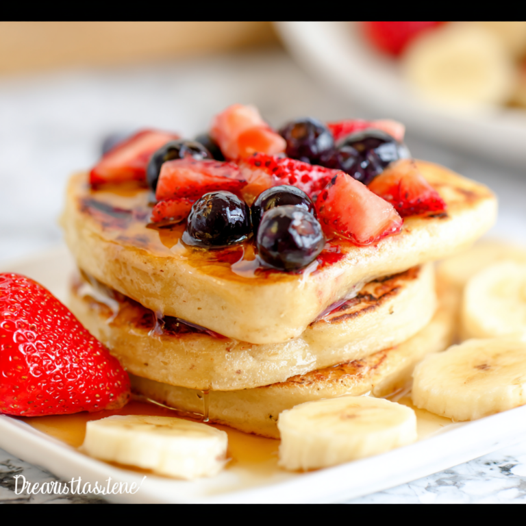 Sheet Pan Pancakes with Blueberries, Chocolate Chips, Strawberries, and Bananas Recipe