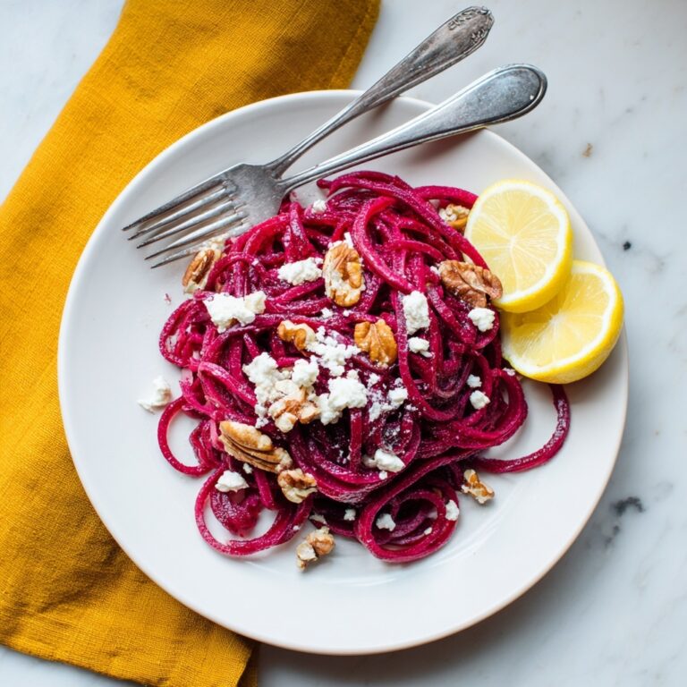 Roasted Beet Noodles with Goat Cheese and Pecans Recipe