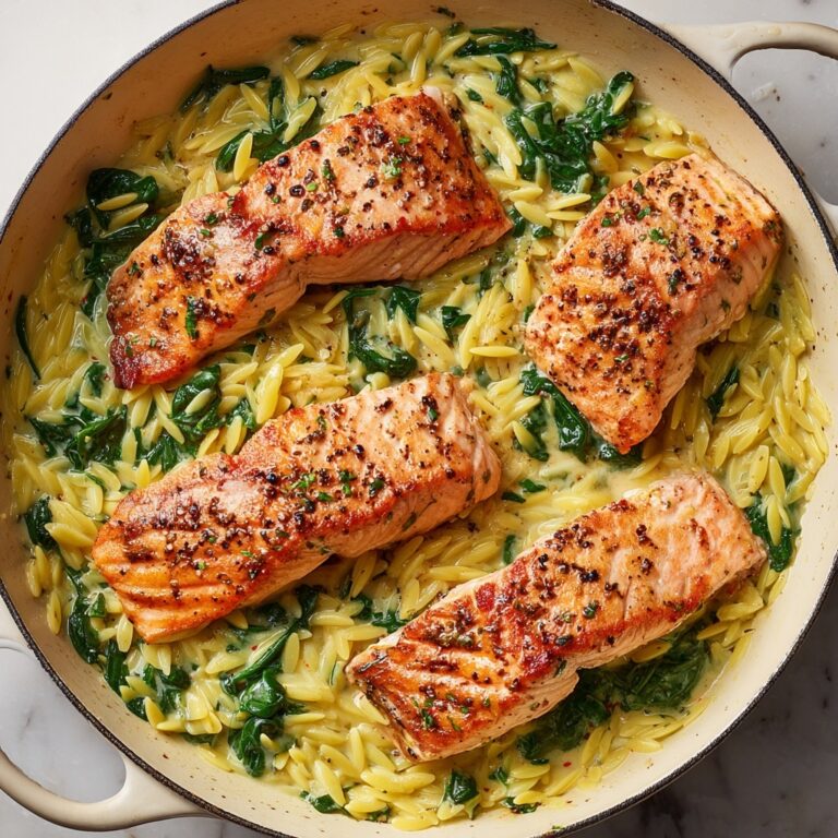 One Skillet Salmon with Lemon Orzo Recipe