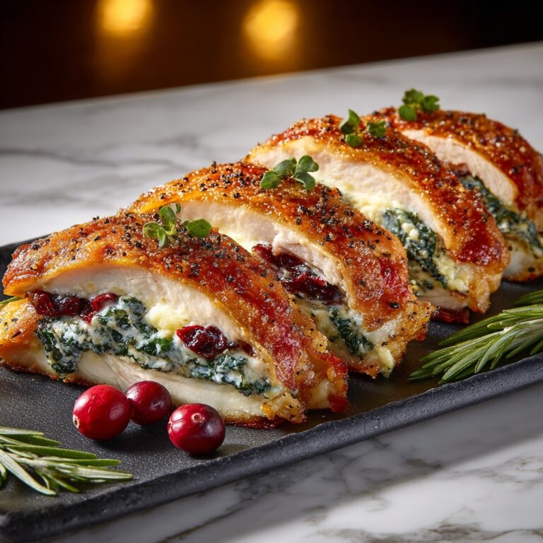 Cranberry & Spinach Stuffed Chicken Breasts with Brie Recipe