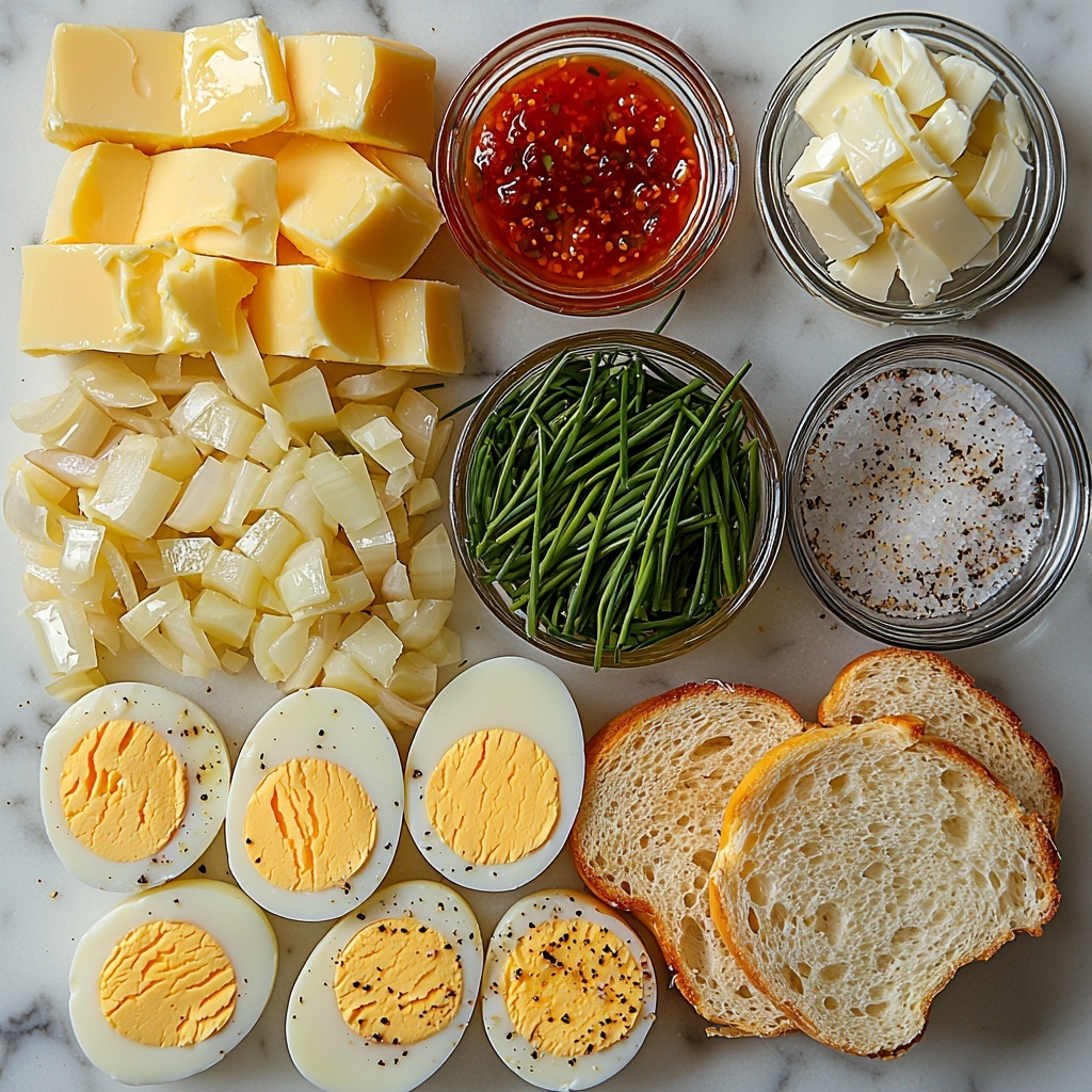 a flat lay of ingredients for a rich chocolate orange cake artfully arranged on a clean white marble surface; include neatly measured piles of all-purpose flour, white sugar, and dark cocoa powder showing deep brown and soft white powders; small bowls holding baking powder, baking soda, cornstarch, and salt, with fine powders and crystalline textures; glass measuring cups filled with whole milk and bright orange juice and lemon juice, their reflective surfaces catching natural light; a small cluster of fresh eggs — whole eggs, separated egg yolks in a small white bowl, and fluffy egg whites in a clear glass bowl; a bottle or small dish of amber vanilla extract; a shallow dish of golden vegetable oil reflecting soft light; chunks of unsalted butter arranged on a white butter dish, creamy and pale yellow with smooth texture; a bowl of sugar with fine crystals; delicate candied orange slices with translucent orange hues arranged artistically; a bar of chopped dark chocolate pieces showing rich, deep brown color and rough texture; a small bowl of softly whipped cream with gentle swirls; all items spaced harmoniously with natural light softly illuminating the scene, subtle shadows adding depth, minimal props, rustic wooden and linen accents subtly visible on edges, emphasis on texture contrast between powders, liquids, and solids; overhead shot, top down view, flat lay photography, professional food styling --ar 1:1 --q 2 --s 750 --v 6.1