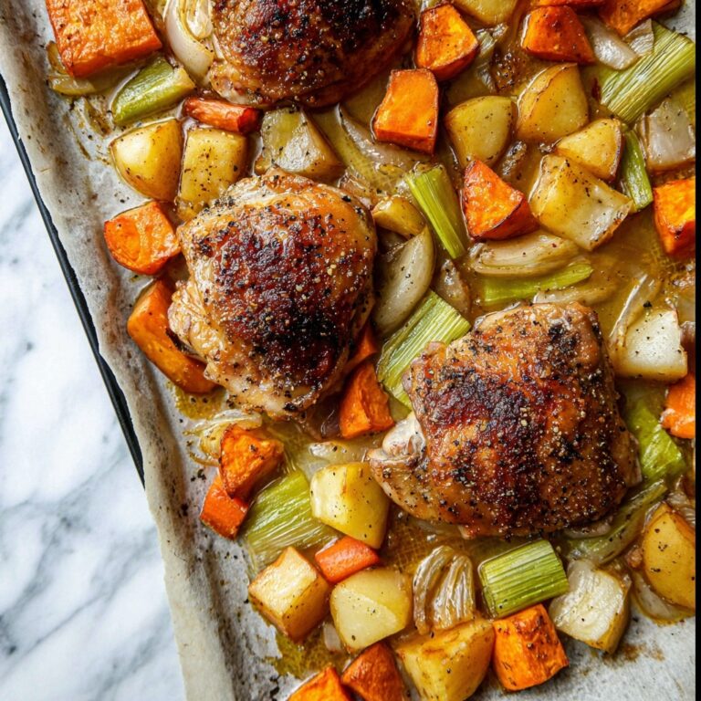 Crispy Roasted Chicken Thighs with Veggies Recipe