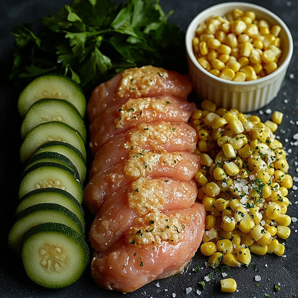 Softened cream cheese in a small glass bowl with a creamy, smooth texture; a neat pile of fine white powdered sugar beside it; vibrant crushed raspberries showing bright red seeds and juicy texture on a small white ceramic plate; a small glass jar of golden brown graham cracker crumbs with a crumbly texture spilling slightly; a tiny clear bowl of translucent amber vanilla extract; a square of glossy, melted dark chocolate in a shallow black dish with rich, shiny surface; all ingredients carefully spaced and arranged on a clean, matte white surface with soft natural light creating gentle shadows; subtle sprigs of fresh green mint leaves and a few whole raspberries scattered for color contrast; minimalistic, airy styling emphasizing textures and colors, overhead shot, top down view, flat lay photography, professional food styling --ar 1:1 --q 2 --s 750 --v 6.1