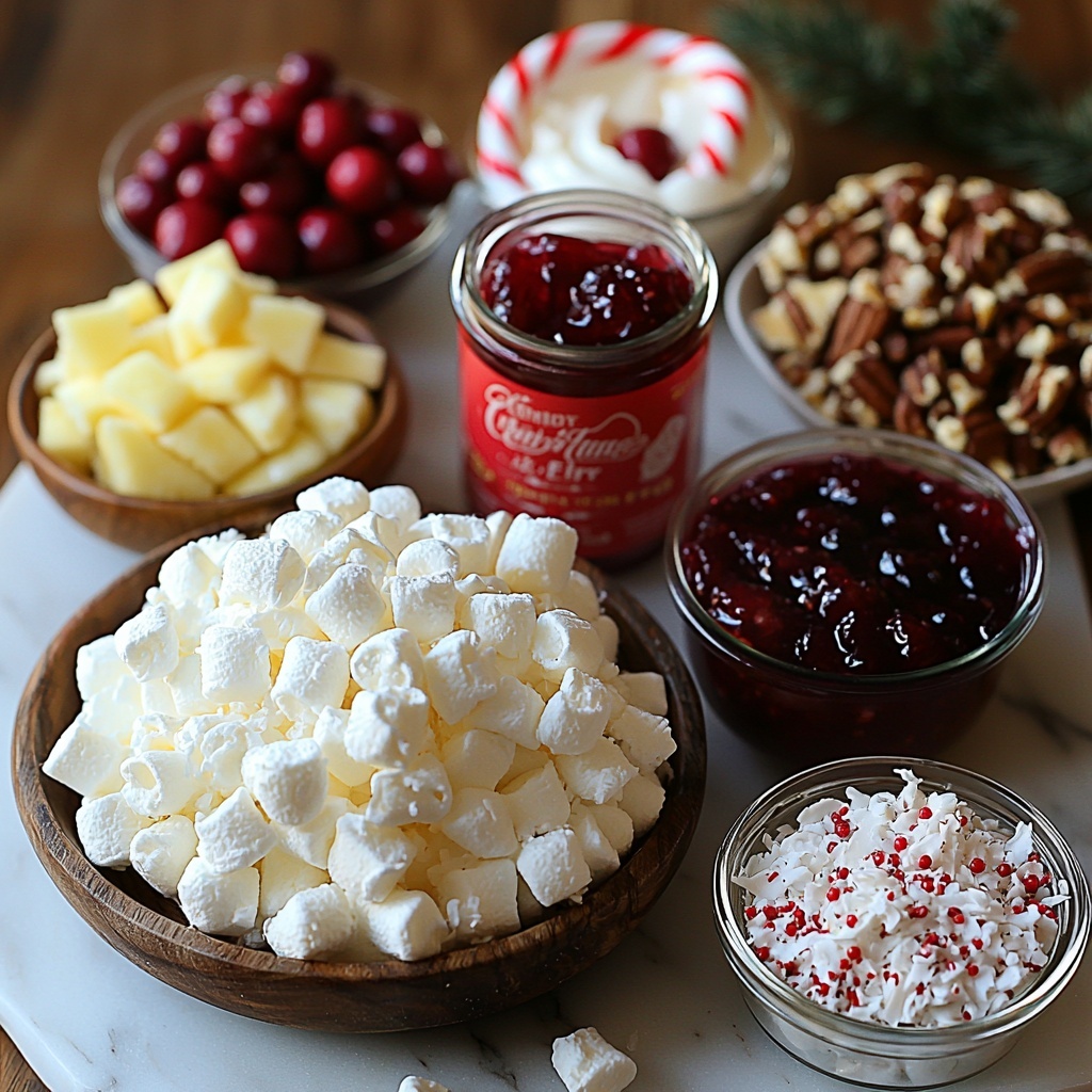 half cup softened butter in a small glass bowl, quarter cup granulated sugar in a neat pile, one and one-third cups all-purpose flour divided into two small bowls, two large brown eggs resting on a clean white surface, two-thirds cup chopped dried apricots with vibrant orange hues, one cup packed brown sugar forming a rich, textured mound, half teaspoon baking powder and quarter teaspoon salt in tiny white ceramic spoons, half teaspoon amber-colored pure vanilla extract in a small glass vial, half cup chopped walnuts showing detailed textures and warm brown tones, half cup sweetened flaked coconut scattered loosely showcasing delicate white flakes, one cup powdered sugar gently dusted in a fine pile beside a small sifter. All ingredients arranged with ample space between each on a smooth, matte white background. Soft natural light from the side casts gentle shadows enhancing warm, earthy tones and varied textures — overhead shot, top down view, flat lay photography, professional food styling --ar 1:1 --q 2 --s 750 --v 6.1
