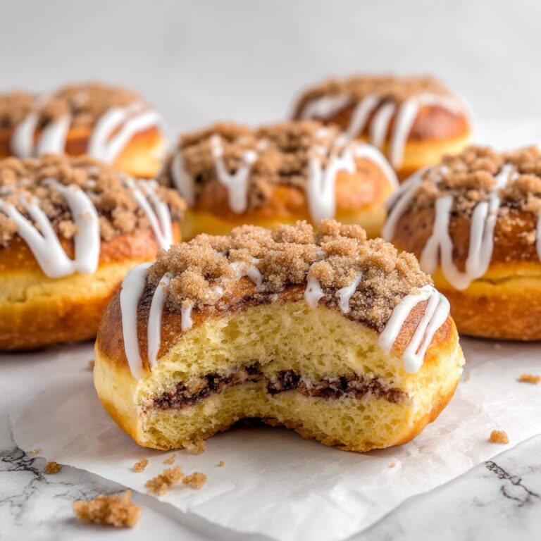 Delicious Coffee Cake Donuts with Crumb Topping and Vanilla Glaze Recipe