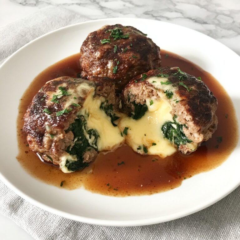 Spinach Garlic Meatballs Stuffed with Mozzarella Recipe