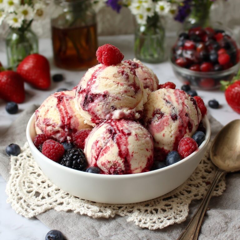 Homemade Yogurt Ice Cream with Berry Swirls Recipe