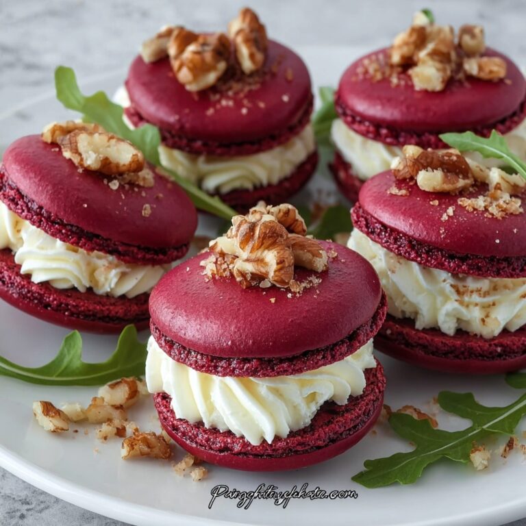 Savory Beet Macarons with Goat Cheese and Walnuts Recipe
