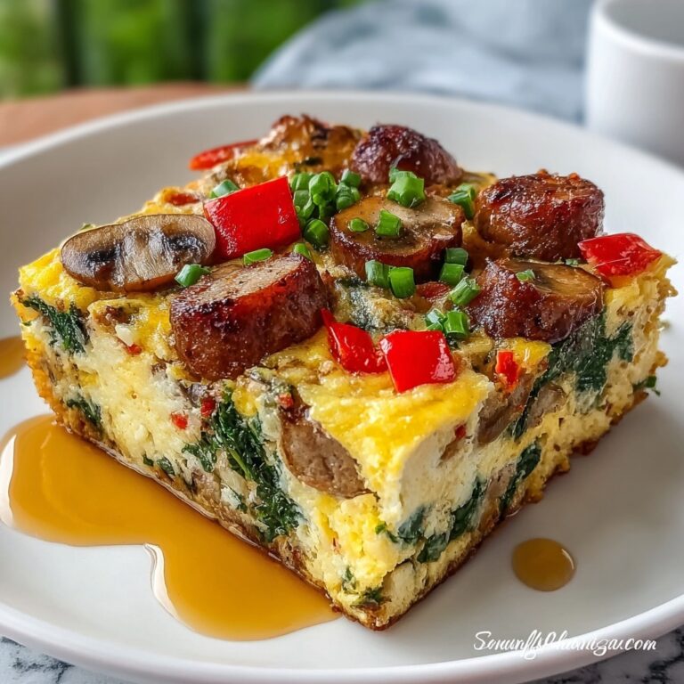 Hearty Sausage Spinach Mushroom Egg Bake Recipe