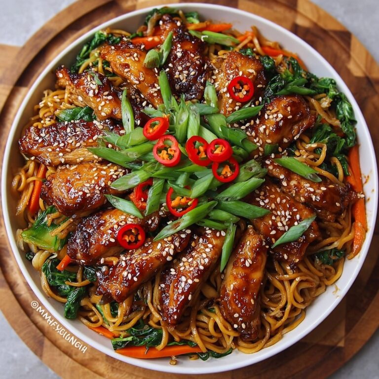 Sticky Garlic Chicken Noodles Recipe