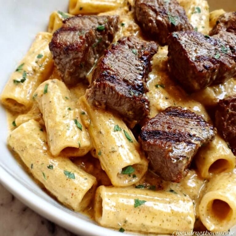 Cajun Steak Tips in Cheesy Rigatoni Parmesan Sauce Recipe