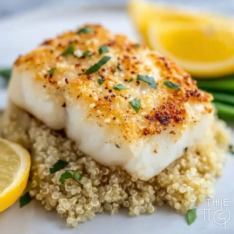 Garlic Lemon Cod with Crispy Quinoa Crust Recipe
