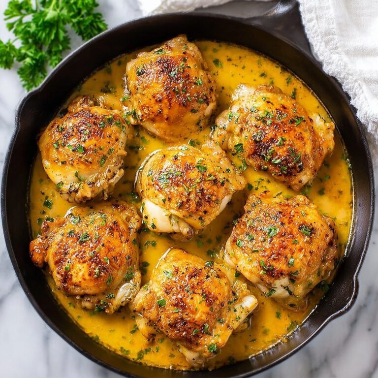 Baked Chicken Thighs with Garlic Herb Pan Sauce Recipe