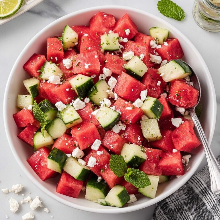 Watermelon Cucumber Feta Salad with Fresh Mint Recipe