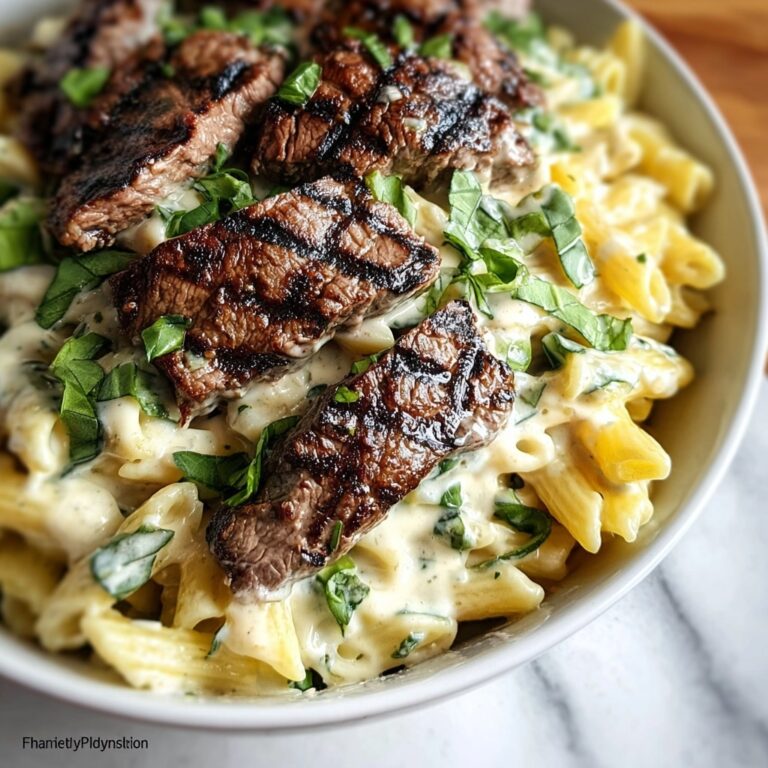 Steak and Creamy Garlic Parmesan Pasta Recipe