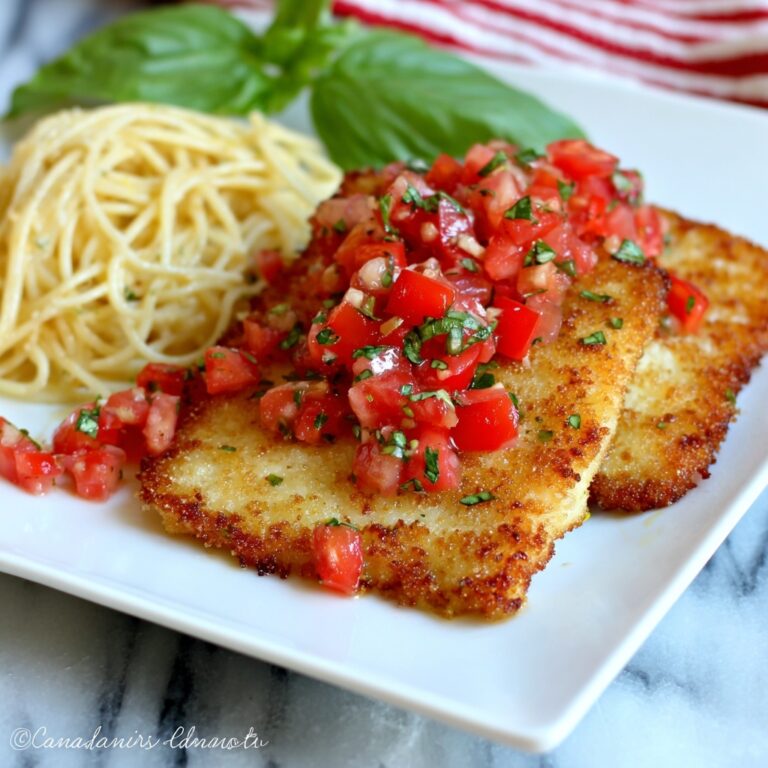 Crispy Garlic Chicken Pasta with Bruschetta Recipe