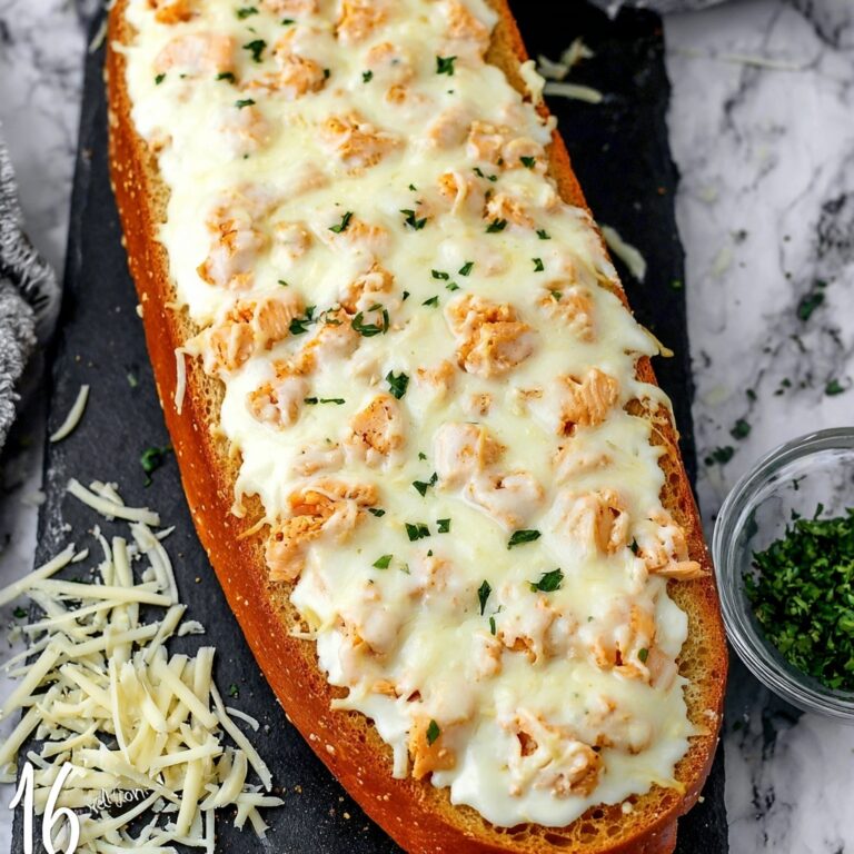 Creamy Chicken Alfredo Garlic Bread Recipe