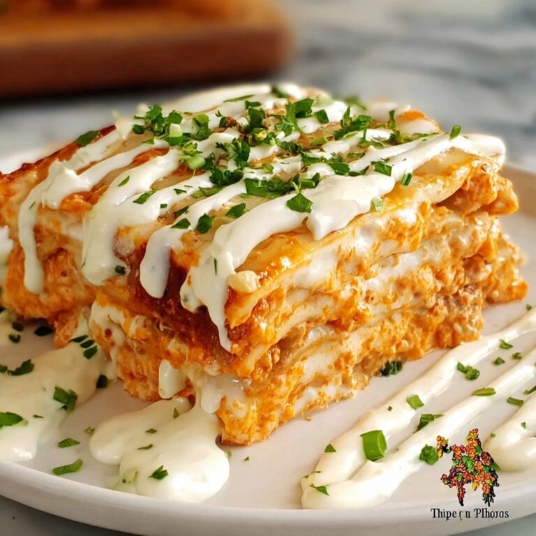 Cheesy Buffalo Chicken Lasagna with Ranch Drizzle Recipe